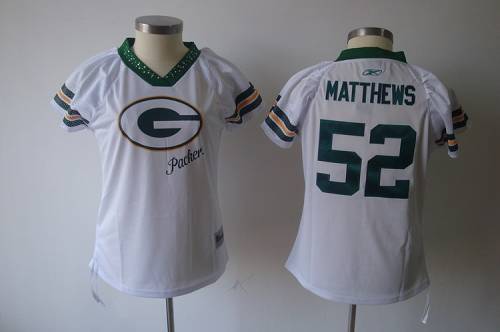 Packers #52 Clay Matthews White 2011 Women's Field Flirt Stitched NFL Jersey - Click Image to Close